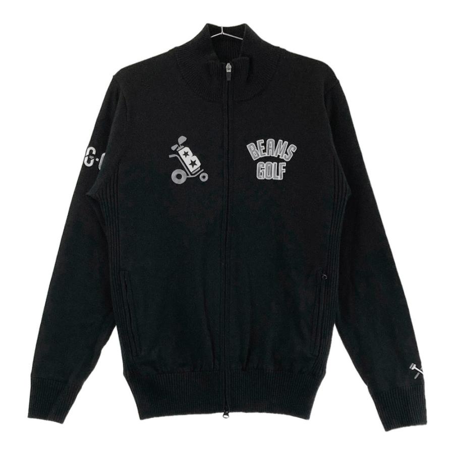 サイズ：S BEAMS GOLF ビームスゴルフ  裏地付 ニットジャケット  ブラック系 [240101342869] ゴルフウェア メンズ ストスト 新品】BEAMS GOLF ビームスゴルフ 裏地付 ニットジャケット
