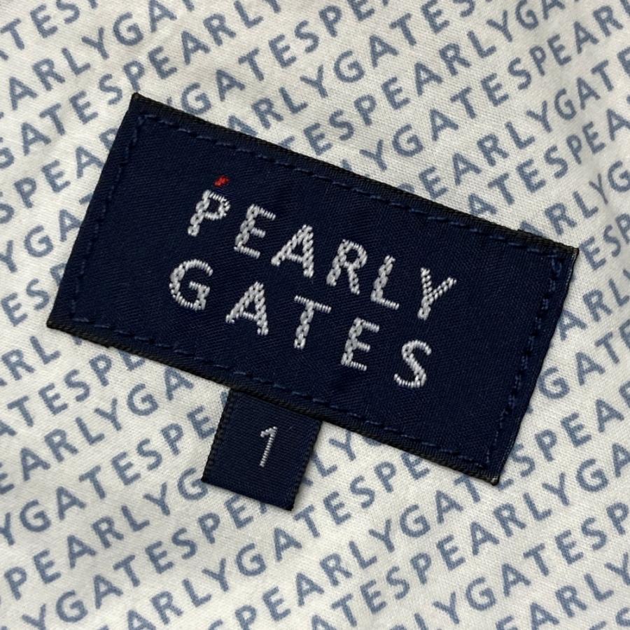 PEARLY GATES パーリーゲイツ 2023年モデル ストレッチパンツ ワッペン ヘリンボーン 総柄 ネイビー系 1 ゴルフウェア レディースの画像