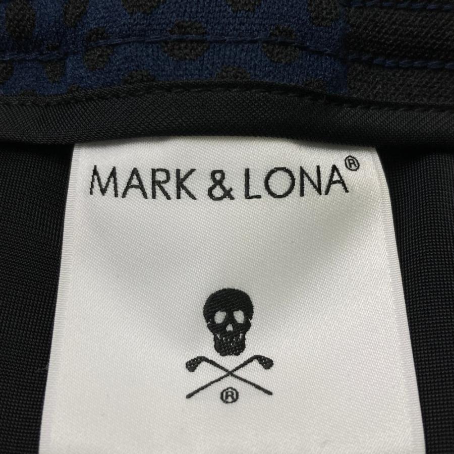 新品サンプル MARK & LONA マーク＆ロナ 総柄ゴルフパンツ 48 新品】マークアンドロナ パンツ ネイビー×グレー スカル・ロゴ総柄