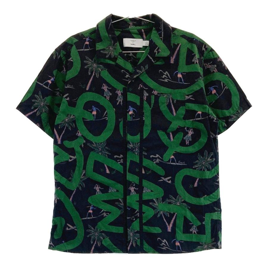 COACH コーチ ×Keith Haring/F67009 半袖 アロハシャツ 総柄 ブラック 