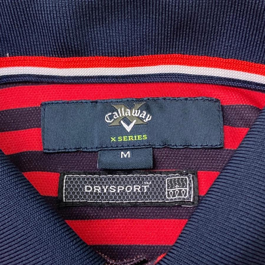 極美品 Callaway ボーダー柄 半袖ポロシャツ Mサイズ Callaway（キャロウェイ） 半袖ポロシャツ ボーダー柄 レッド系 M