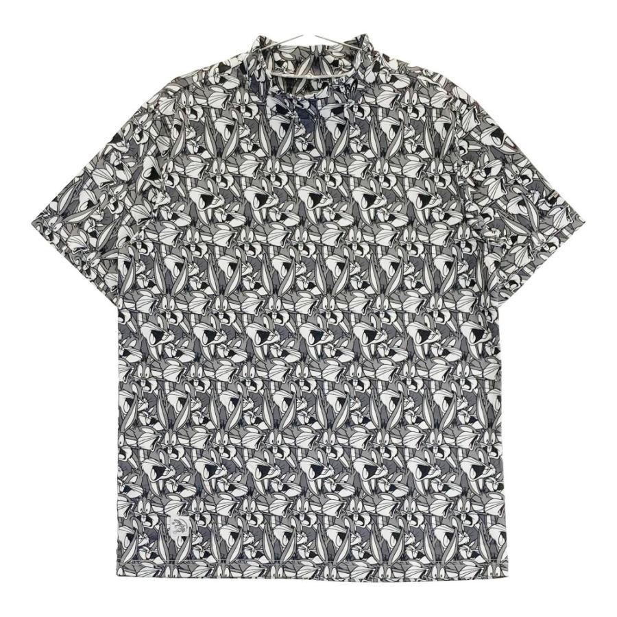 サイズ：0 MASTER BUNNY EDITION マスターバニーエディション 2023年モデル ハイネック 半袖Tシャツ ロゴ 総柄 グレー系 [240101473436] ゴルフウェア レディース ストスト MASTER BUNNY EDITION マスターバニーエディション 2023年 半袖