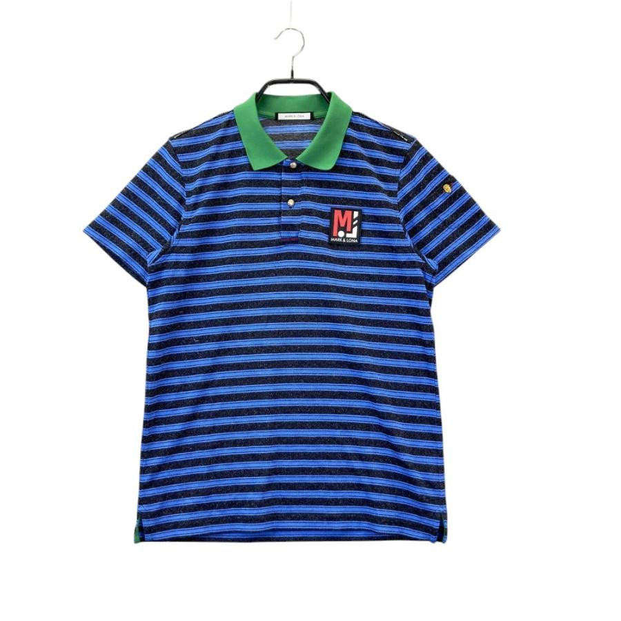 新品　MARK&LONA マークアンドロナ　ゴルフウェア　ポロシャツ　ボーダー MARK&LONA マークアンドロナ 半袖ポロシャツ ボーダー柄 ブルー