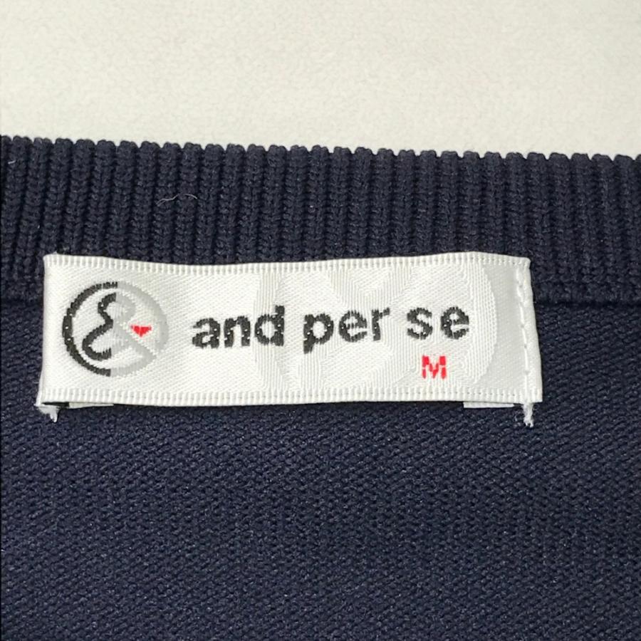 サイズ：M AND PER SE アンパスィ 2023年モデル ニットセーター  ネイビー系 [240101353973] ゴルフウェア レディース ストスト AND PER SE アンパスィ 2023年モデル ニットセーター ネイビー系