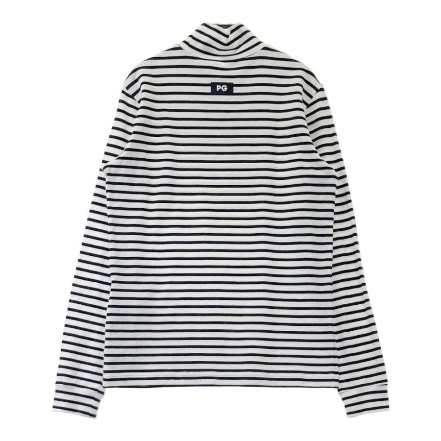 サイズ：1 PEARLY GATES パーリーゲイツ 2024年モデル ハイネック 長袖Tシャツ ボーダー柄 ホワイト系 [240101356512] ゴルフウェア レディース ストスト PEARLY GATES パーリーゲイツ 2024年モデル ハイネック 長袖T