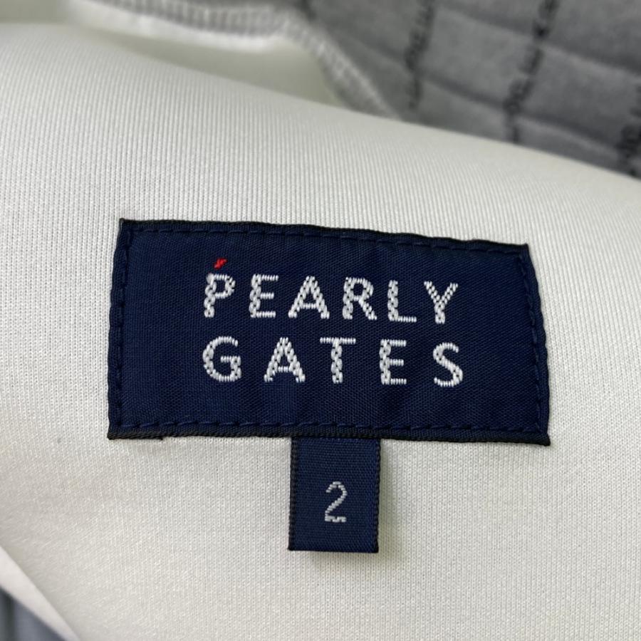 サイズ：2 PEARLY GATES パーリーゲイツ 2023年モデル ; ダンボールニット スカート ストライプ柄 グレー系 [240101357637] ゴルフウェア レディース ストスト PEARLY GATES パーリーゲイツ 2023年モデル ; ダンボールニット