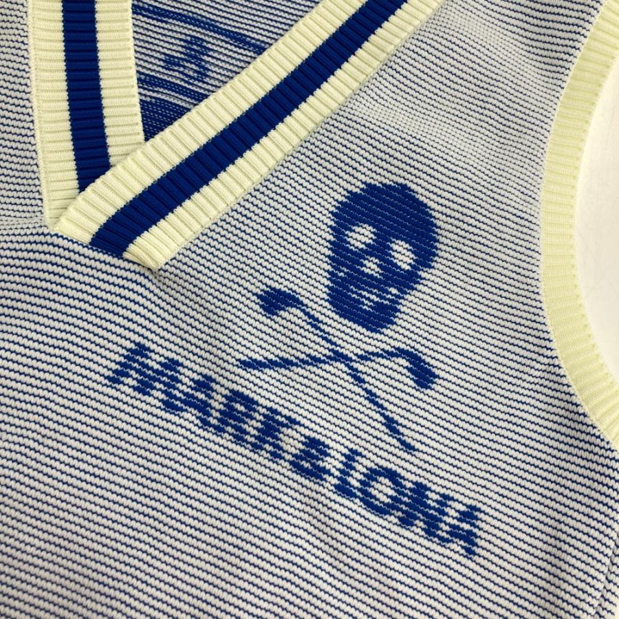 サイズ：48 MARK&amp;LONA マークアンドロナ  ニットベスト  ブルー系 [240101360169] ゴルフウェア メンズ ストスト MARK&LONA マークアンドロナ ニットベスト ブルー系 48 ゴルフ
