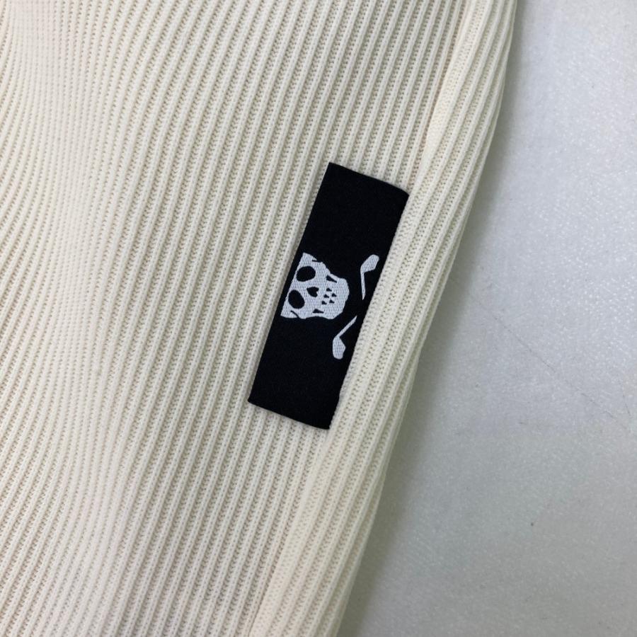 サイズ：46 MARK&amp;LONA マークアンドロナ 2024年モデル ハーフジップニットセーター スカル柄 ブラック系 [240101360836] ゴルフウェア メンズ ストスト MARK&LONA マークアンドロナ 2024年モデル ハーフジップニット