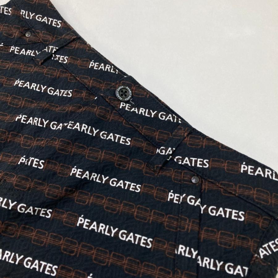 PEARLY GATES パーリーゲイツ 2023年モデル ストレッチスカート バックプリーツ ロゴ 総柄 ネイビー系 1 ゴルフウェア レディースの画像