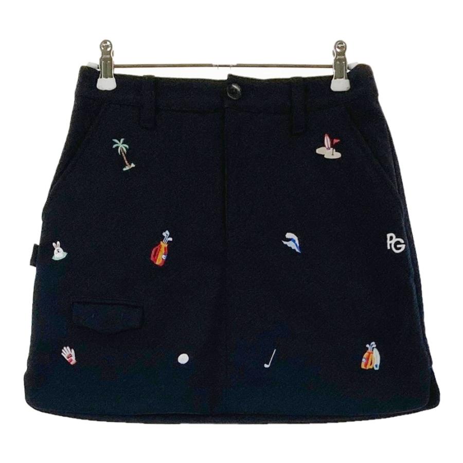23年モデル 美品パーリーゲイツ　ロゴデザインスカート ネイビー0 23年モデル 美品パーリーゲイツ ロゴデザインスカート ネイビー0