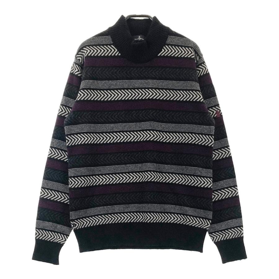 【マンシングウェアゴルフ】人気カシミヤ100％×ロゴ総柄 長袖ニットセーターLL Munsingwear（マンシングウェア） モックネック カシミヤ ニット