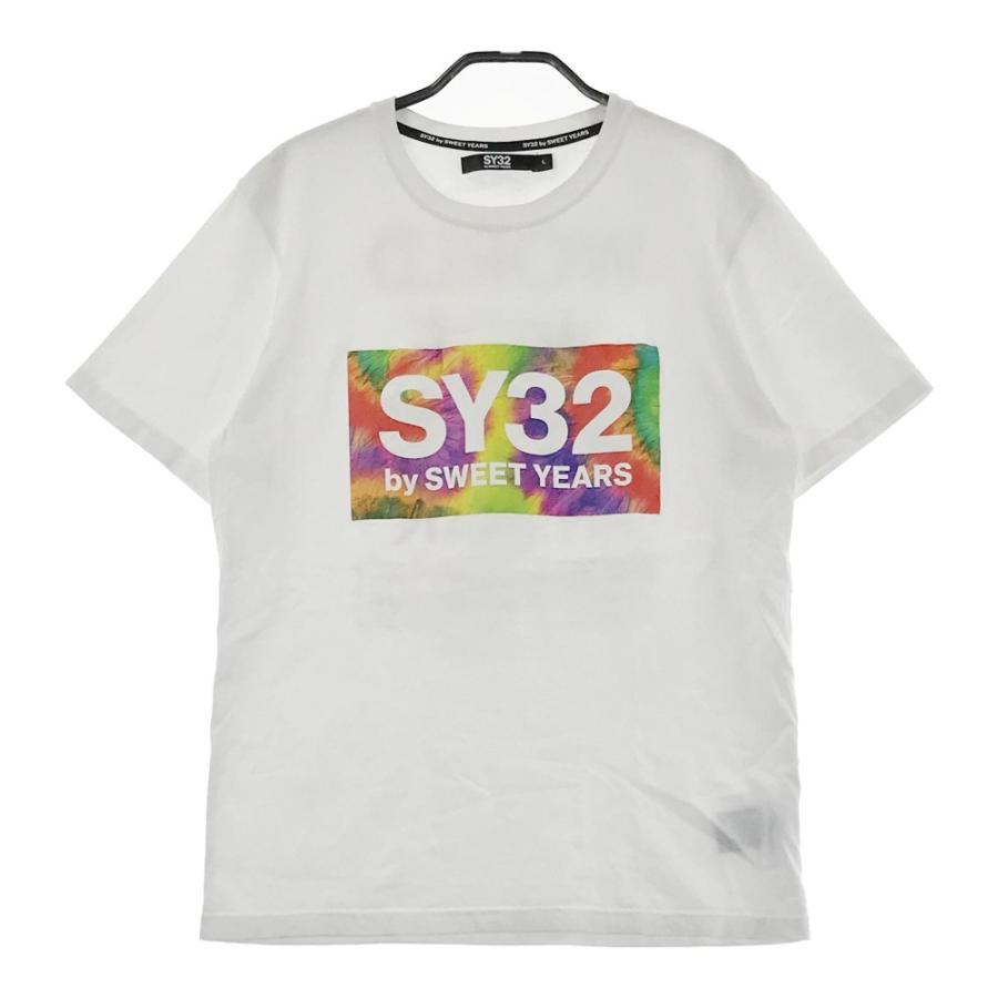 SY32 by SWEET YEARS ホワイト Tシャツ Lサイズ 大きいサイズ メンズ SY32 by SWEETYEARS ステンシルロゴ 半袖