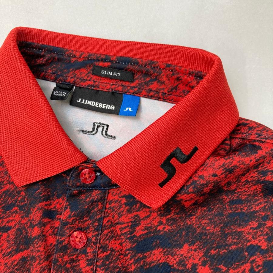 ジェイリンドバーグ　ゴルフ　ポロシャツ　S 新品未使用赤　レッド　非売品　希少 J.LINDEBERG（ジェイリンドバーグ） 半袖ポロシャツ 総柄 レッド系 S