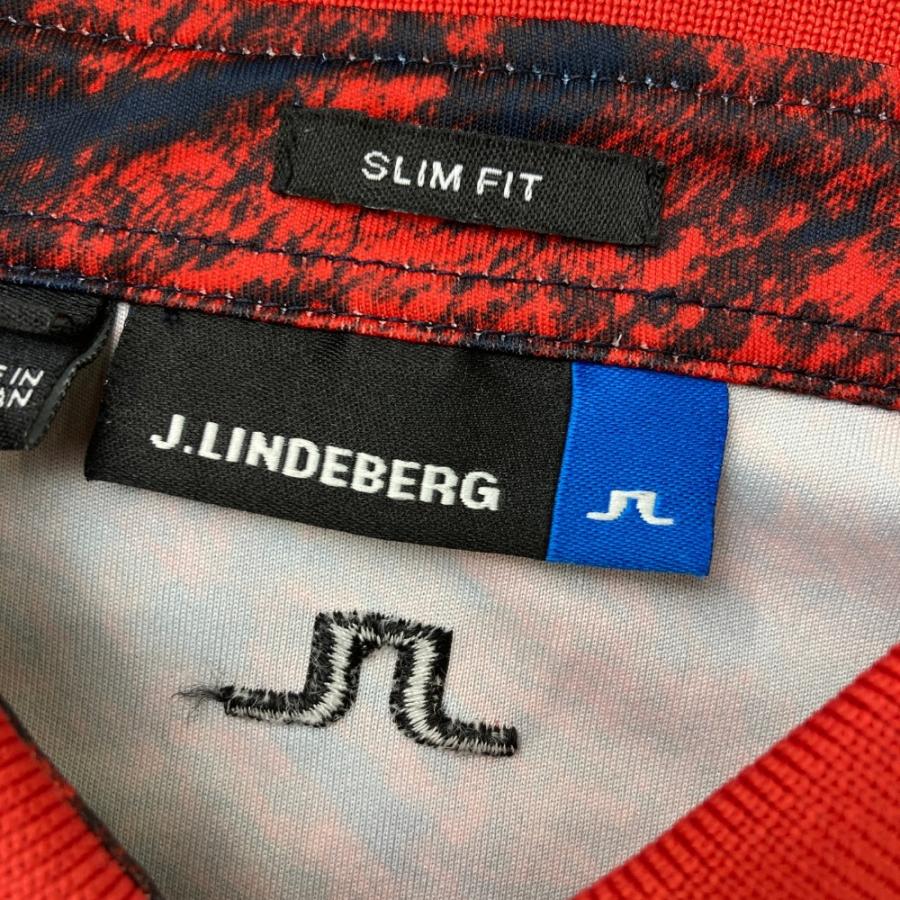 J.LINDEBERG（ジェイリンドバーグ） 半袖ポロシャツ 総柄 レッド系 S