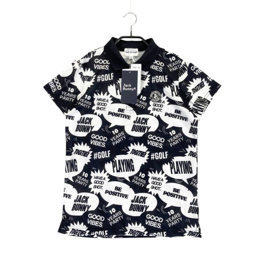 新品】JACK BUNNY ジャックバニー 半袖ポロシャツ 総柄 ホワイト 新品】JACK BUNNY ジャックバニー 半袖ポロシャツ 総柄 ホワイト