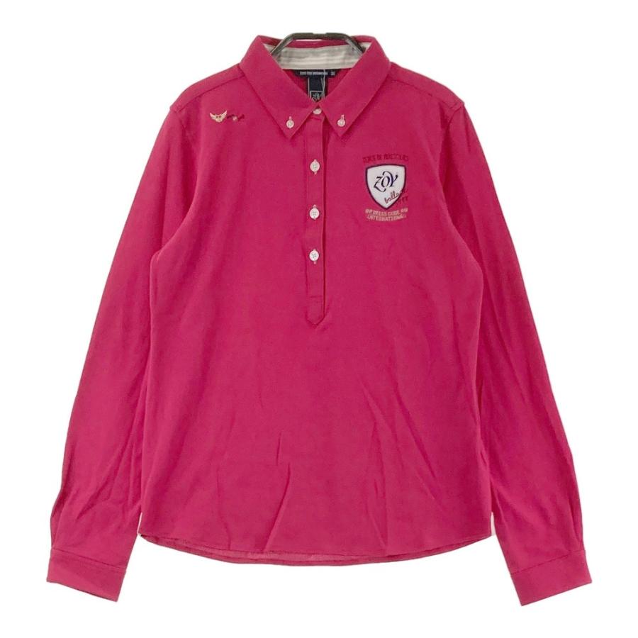 ZOY レディースポロシャツ 38 新品 ZOY（ゾーイ） 【新品】ZOY 長袖ポロシャツ ボタンダウン ピンク系 38