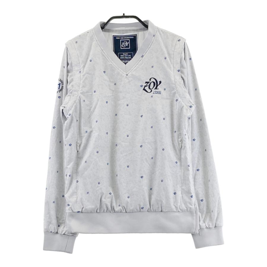 ZOY ゾーイ 2WAY 蓄熱ブルゾン 総柄 グレー系 36 ゴルフウェア