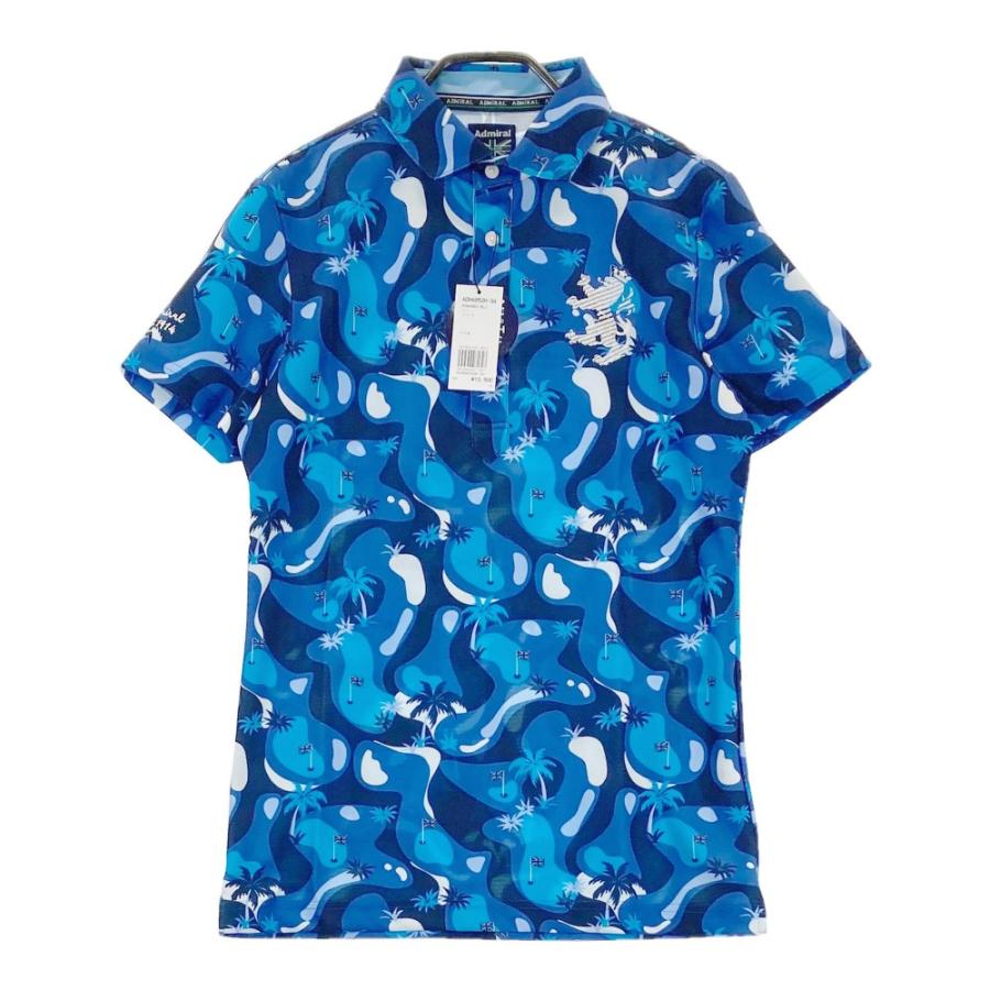 Admiral アドミラル 半袖 Tシャツ ブルー 新品】ADMIRAL アドミラル 半袖ポロシャツ 総柄 ブルー系 M ゴルフ