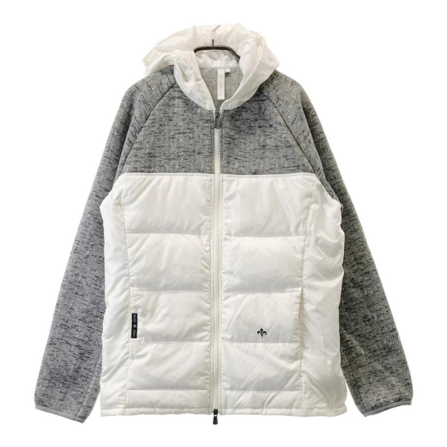 ロックデュード　ダウンジャケット　異素材　ニット　パーカー　ゴルフ　ウェア　白 ROCK DUDE ロックデュード フード付ダウンジャケット ニット切替