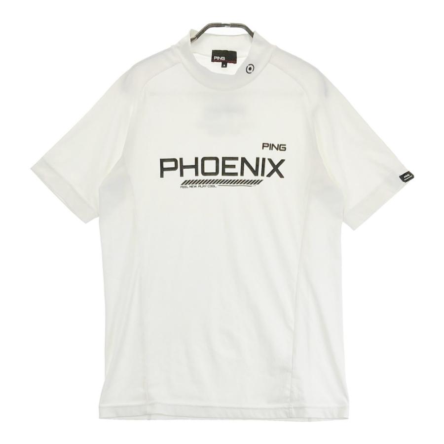 サイズ：S PING ピン 2023年モデル ハイネック 半袖Tシャツ  ホワイト系 [240101485175] ゴルフウェア レディース ストスト PING ピン ハイネック半袖Tシャツ ホワイト系 S ゴルフウェア