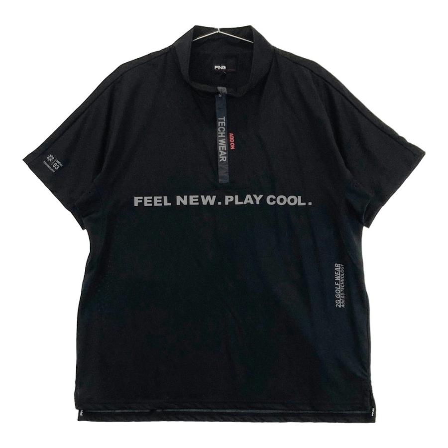 PING ピン ハーフジップ半袖Tシャツ ブラック系 L ゴルフウェア メンズ 