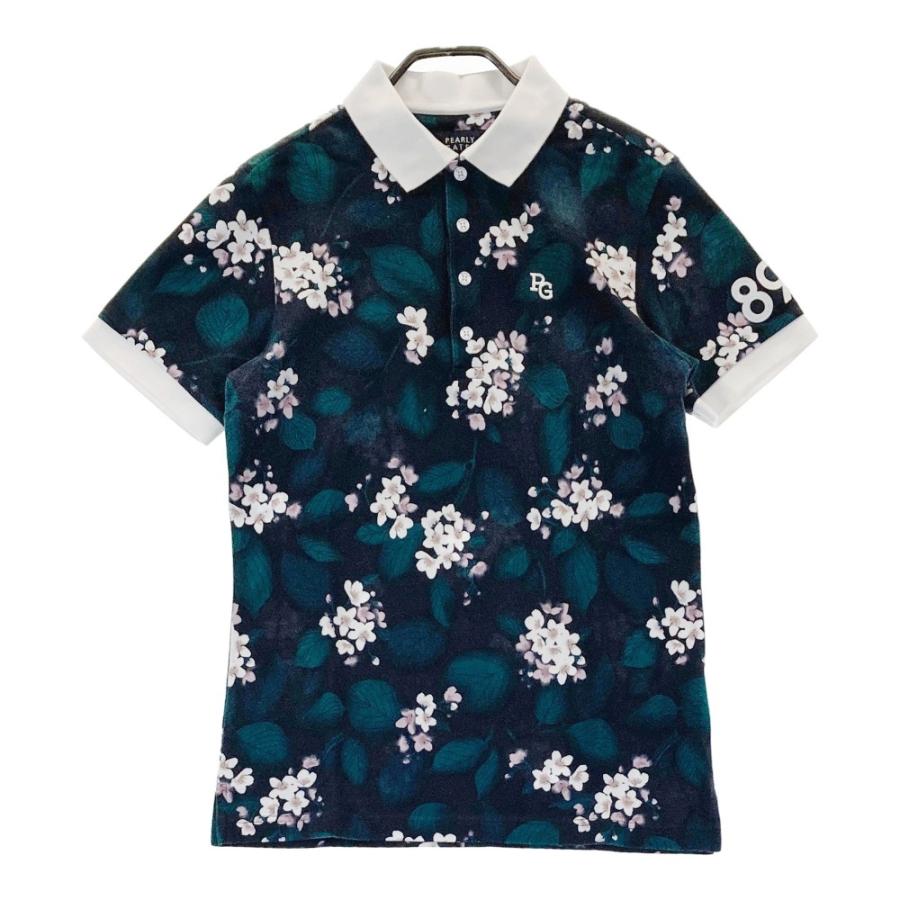 PEARLY GATES 花柄ポロシャツ PEARLY GATES パーリーゲイツ 半袖ポロシャツ 花柄 ブラック系 4