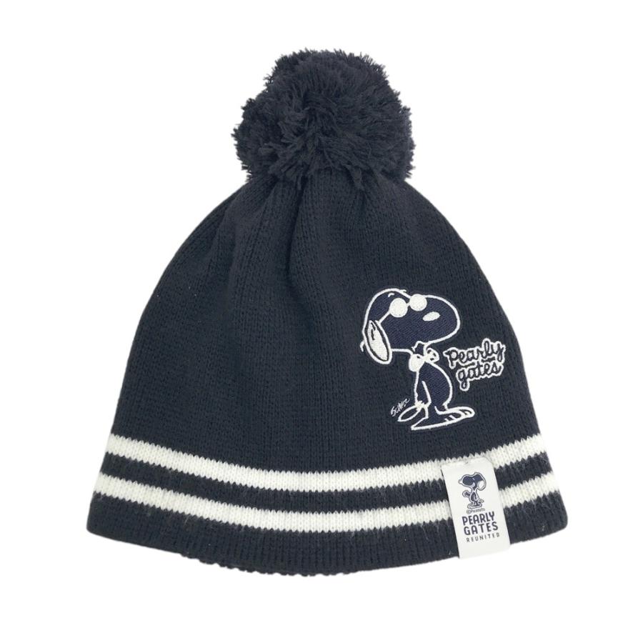 PEARLY GATES パーリーゲイツ ×PEANUTS ボンボン付 ニット帽