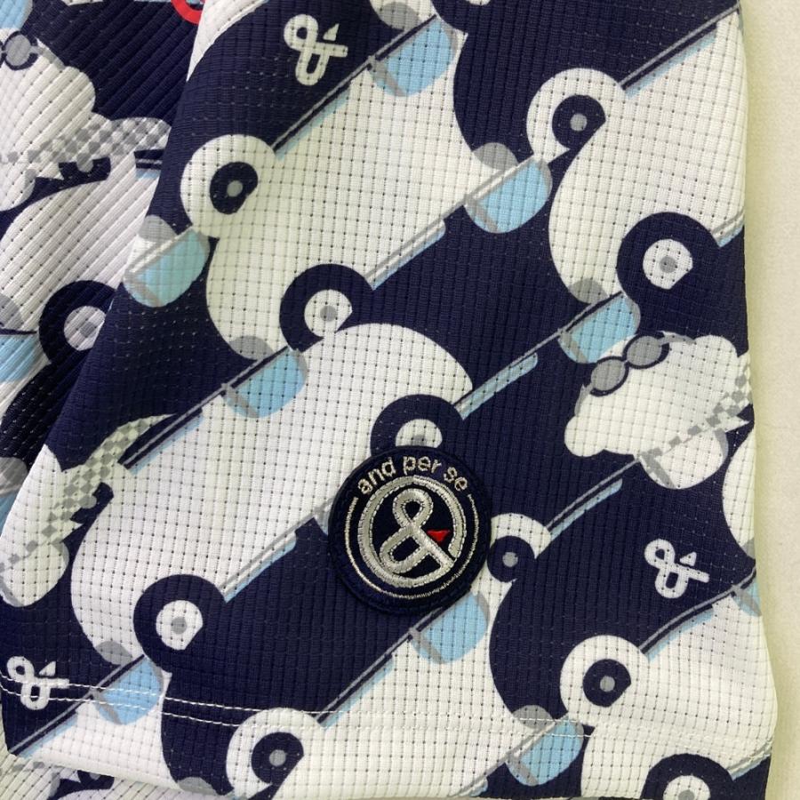 サイズ：LL AND PER SE アンパスィ AFS9724X7/2024年モデル 半袖ポロシャツ 総柄 ネイビー系 [240101395903] ゴルフウェア レディース ストスト サイズ：LL AND PER SE アンパスィ AFS9724X7/2024年モデル 半袖