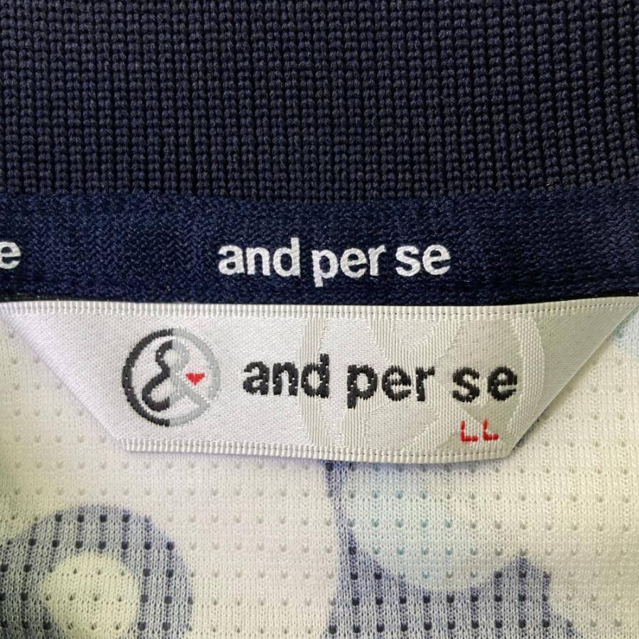 サイズ：LL AND PER SE アンパスィ AFS9724X7/2024年モデル 半袖ポロシャツ 総柄 ネイビー系 [240101395903] ゴルフウェア レディース ストスト サイズ：LL AND PER SE アンパスィ AFS9724X7/2024年モデル 半袖