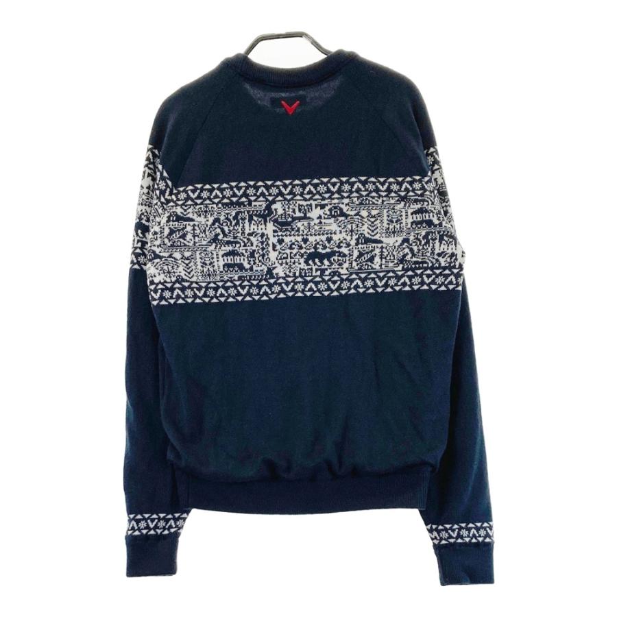 CALLAWAY キャロウェイ 裏地付 ウール混 ニット セーター 総柄