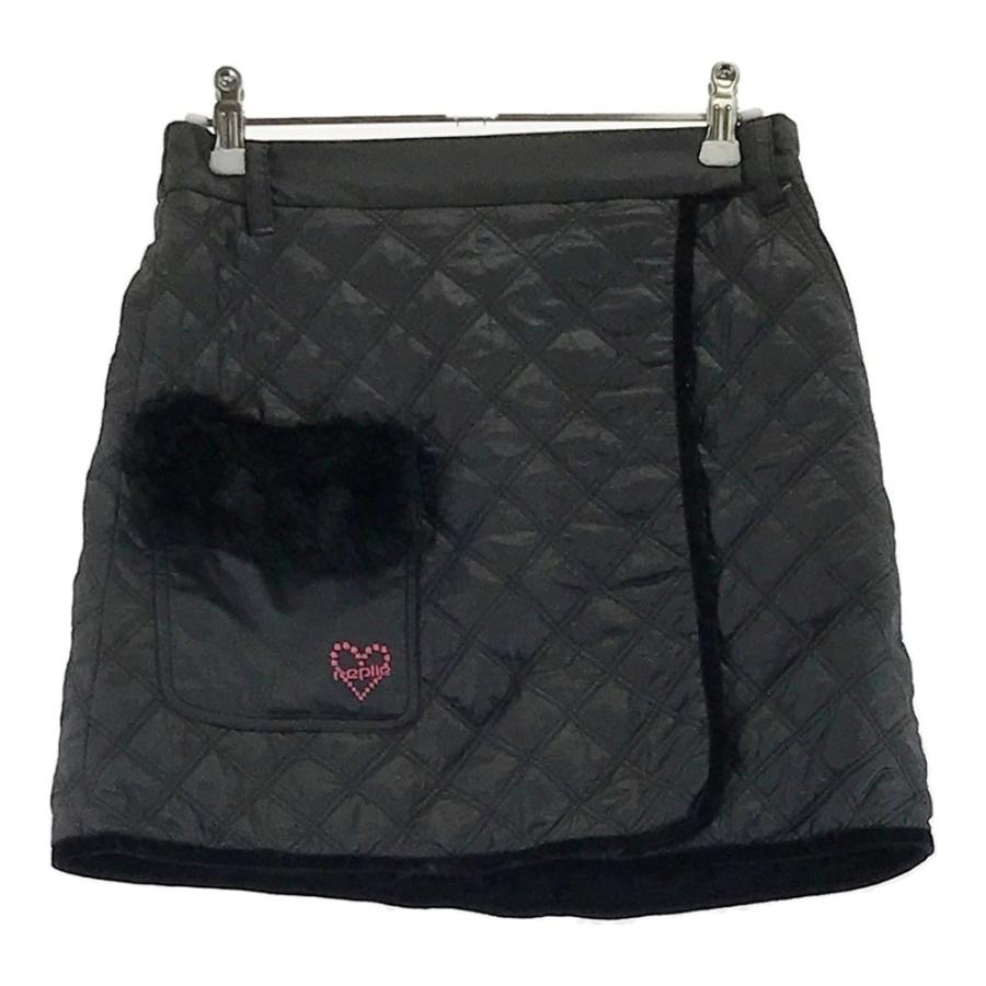 VIVA HEART ビバハート 中綿 裏起毛ラップスカート ブラック系 38