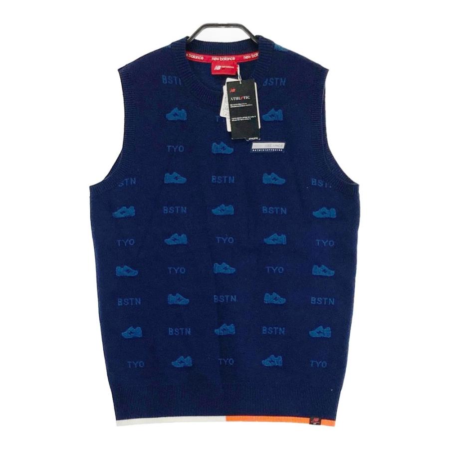 サイズ：1 NEW BALANCE GOLF ニューバランス  ウール混 ニット セーター 総柄 ネイビー系 [240101422062] ゴルフウェア レディース ストスト New Balance NEW BALANCE GOLF ニューバランス ウール混 ニット