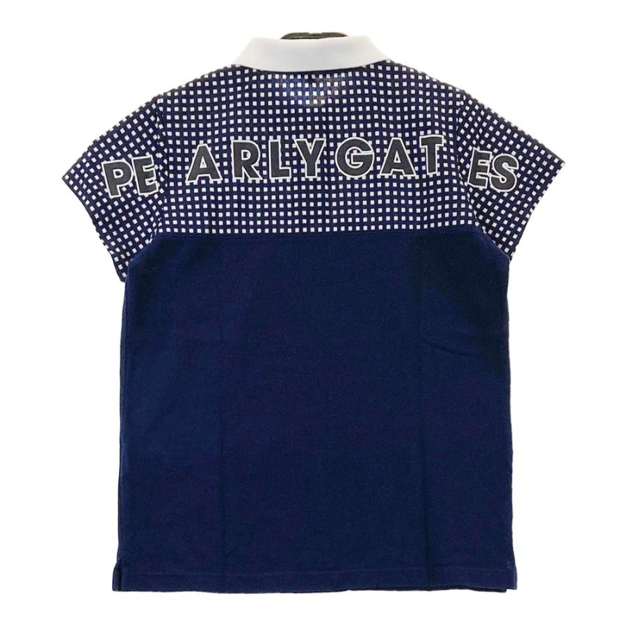 サイズ：1 PEARLY GATES パーリーゲイツ  半袖ポロシャツ ロゴプリント 千鳥格子柄 ブラック系 [240101422931] ゴルフウェア レディース ストスト セール・アウトレット】TEXBRID シャークツイル ストレッチ半袖