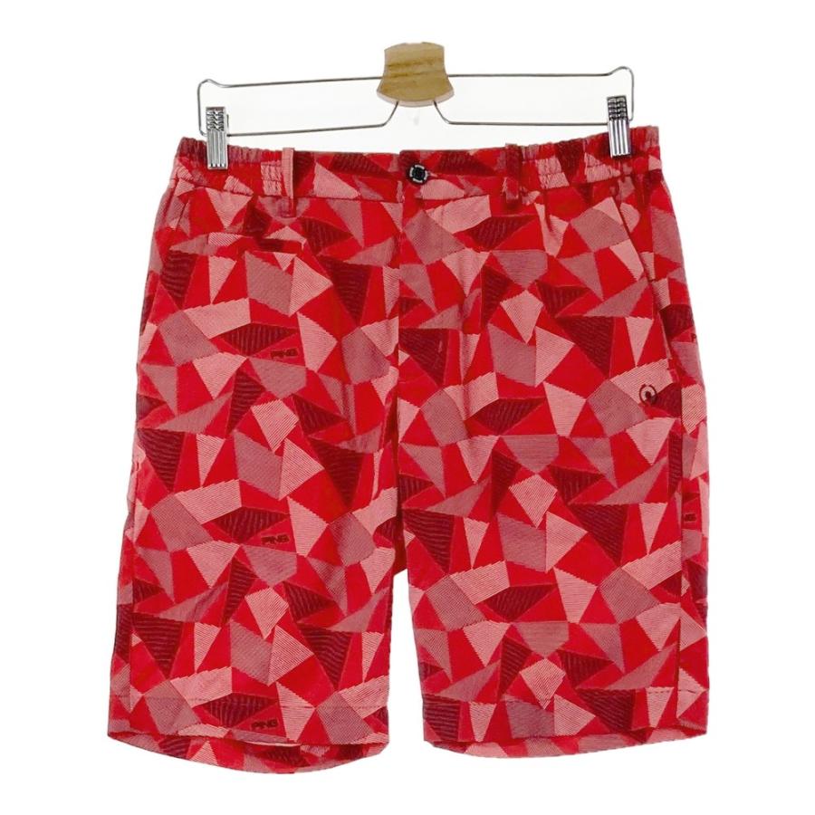 PING ピン　L ハーフパンツ　ショートパンツ　ゴルフ　レッド　総柄　メンズ PING ピン ハーフパンツ 総柄 レッド系 L ゴルフウェア メンズ