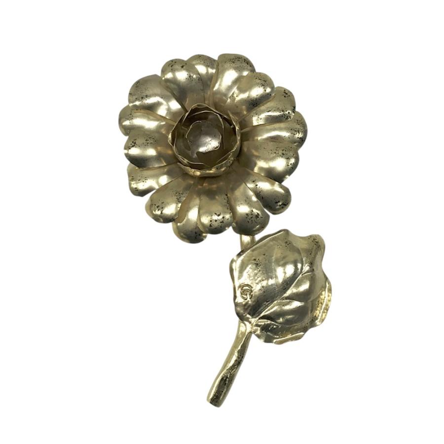 GUCCI グッチ ピンブローチ 花 ゴールド系 : ブランド古着ストスト