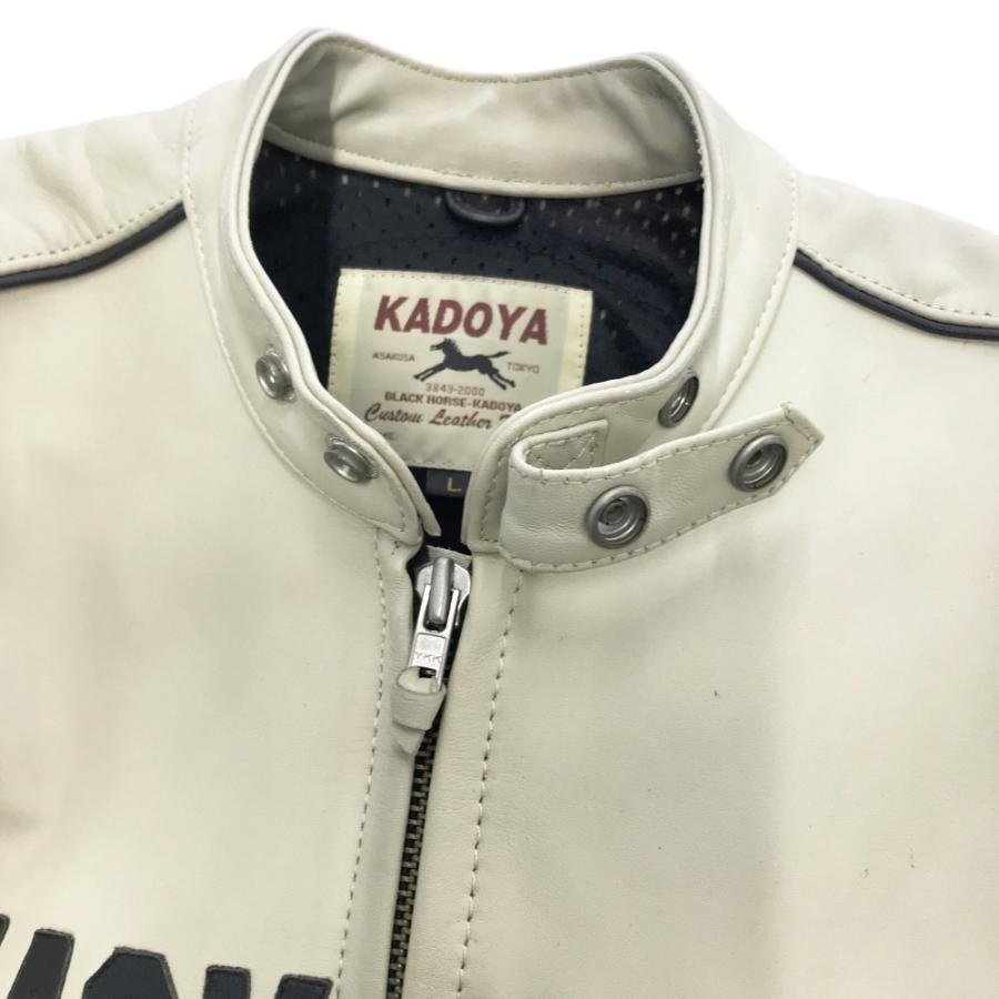 カドヤ（KADOYA） ライダースジャケット レザー ベージュ系 L バイク 