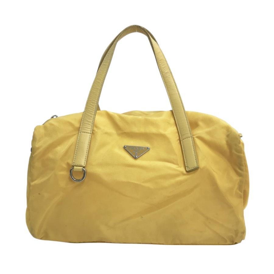 プラダ テスートナイロン ハンド トートバッグ ブラウン イエロー