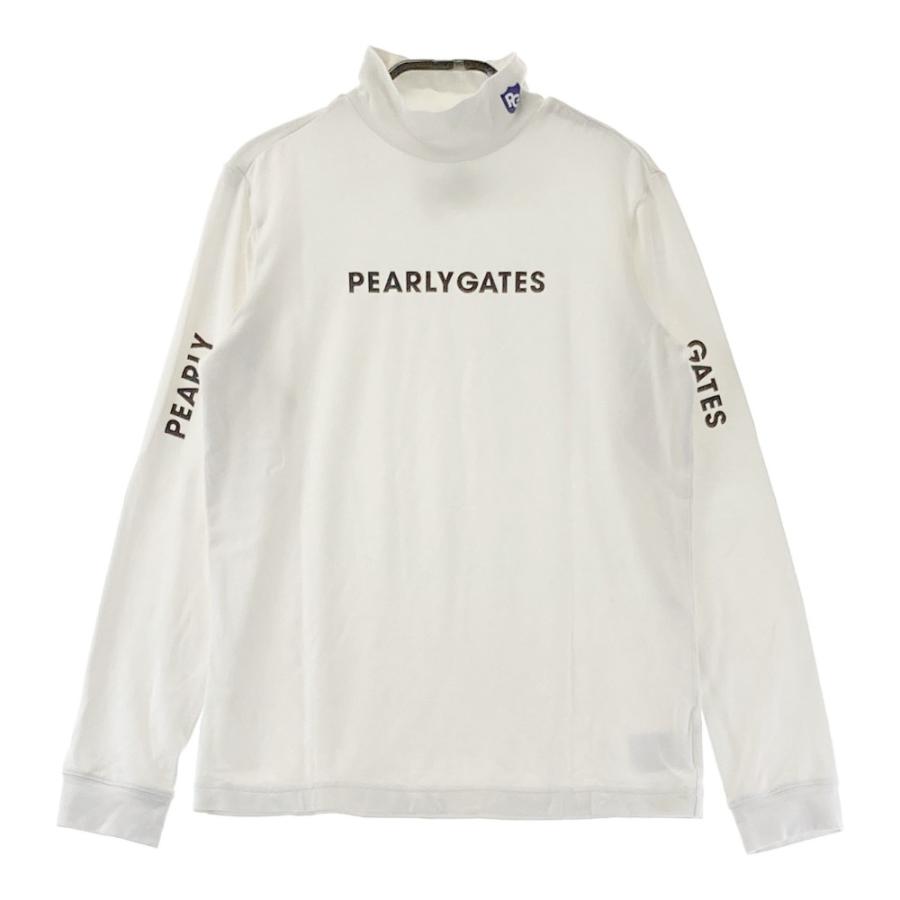 サイズ：1 PEARLY GATES パーリーゲイツ  ハイネック長袖Tシャツ  ホワイト系 [240101461673] ゴルフウェア レディース ストスト PEARLY GATES（パーリーゲイツ） ハイネック 長袖Tシャツ ホワイト系 1