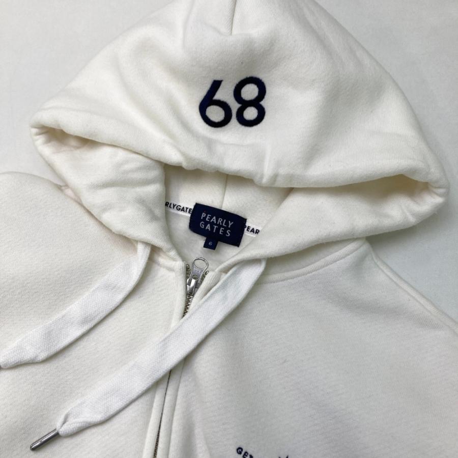 ○★新品未使用　PEARLY GATES　裏起毛パーカー　0　ホワイト PEARLY GATES パーリーゲイツ 裏起毛 スウェット ジップパーカー