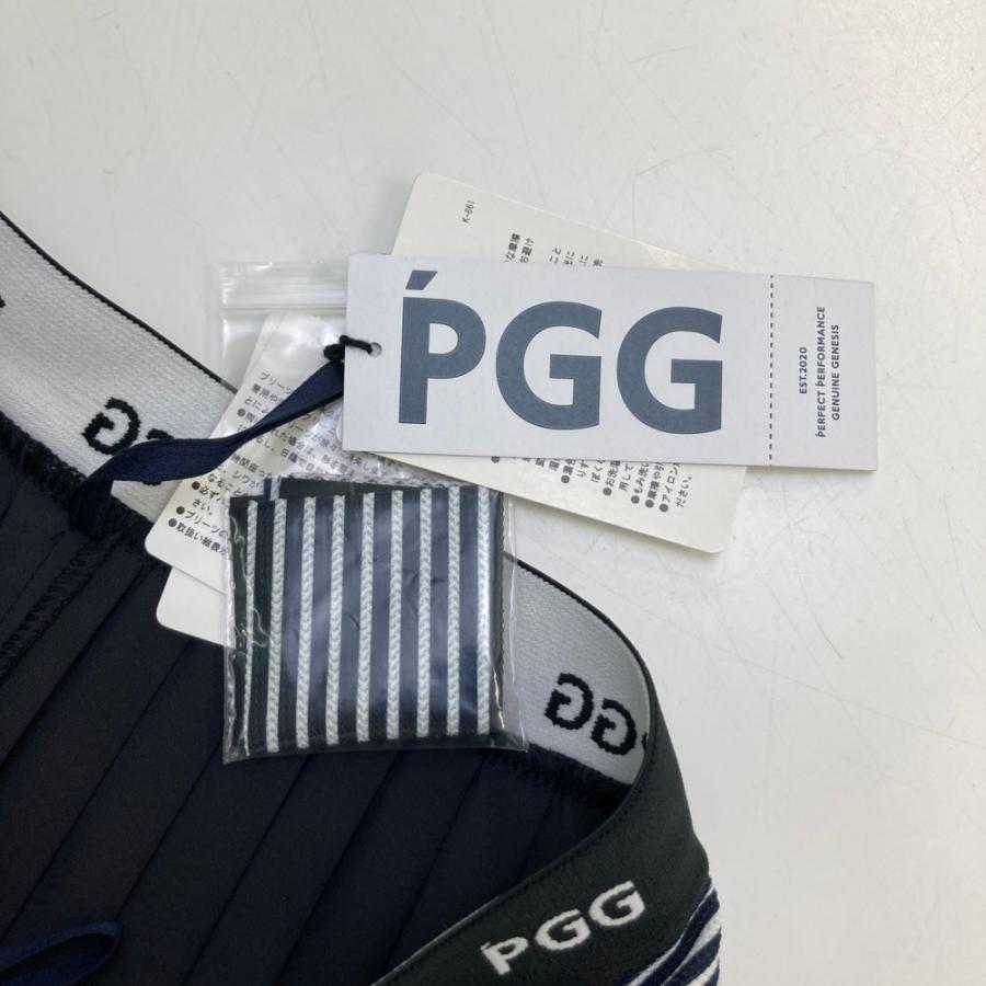 サイズ：00 PGG PEARLY GATES パーリーゲイツ  裏地付 プリーツスカート ボーダー柄 ネイビー系 [240101405293] ゴルフウェア レディース ストスト 新品】PGG PEARLY GATES パーリーゲイツ 裏地付 プリーツ