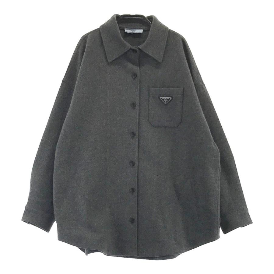 PRADA プラダ　グレー　長袖シャツ　46 イタリア製　ストレッチ PRADA プラダ グレー 長袖シャツ 46 イタリア製 ストレッチ