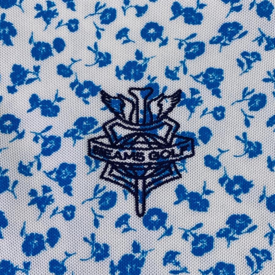 BEAMS GOLF ビームスゴルフ 半袖ポロシャツ 刺繍 小花柄 ホワイト系 S