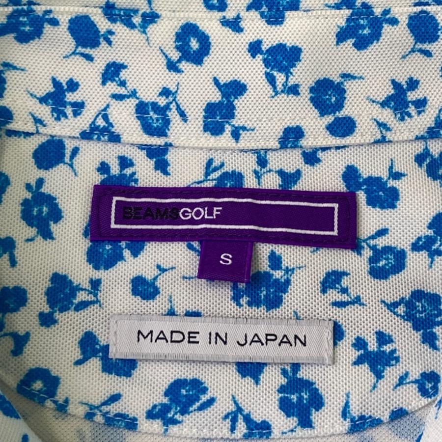 BEAMS GOLF ビームスゴルフ 半袖ポロシャツ 刺繍 小花柄 ホワイト系 S