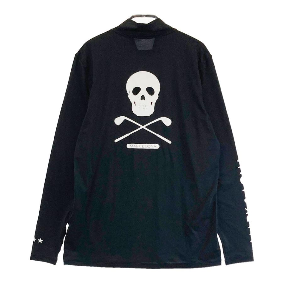 新品★MARK＆LONA メンズM 黒ハイネックカットソー 袖ロゴ＆スカル 黒 MARK&LONA（マークアンドロナ） ハイネック 長袖Tシャツ スカル