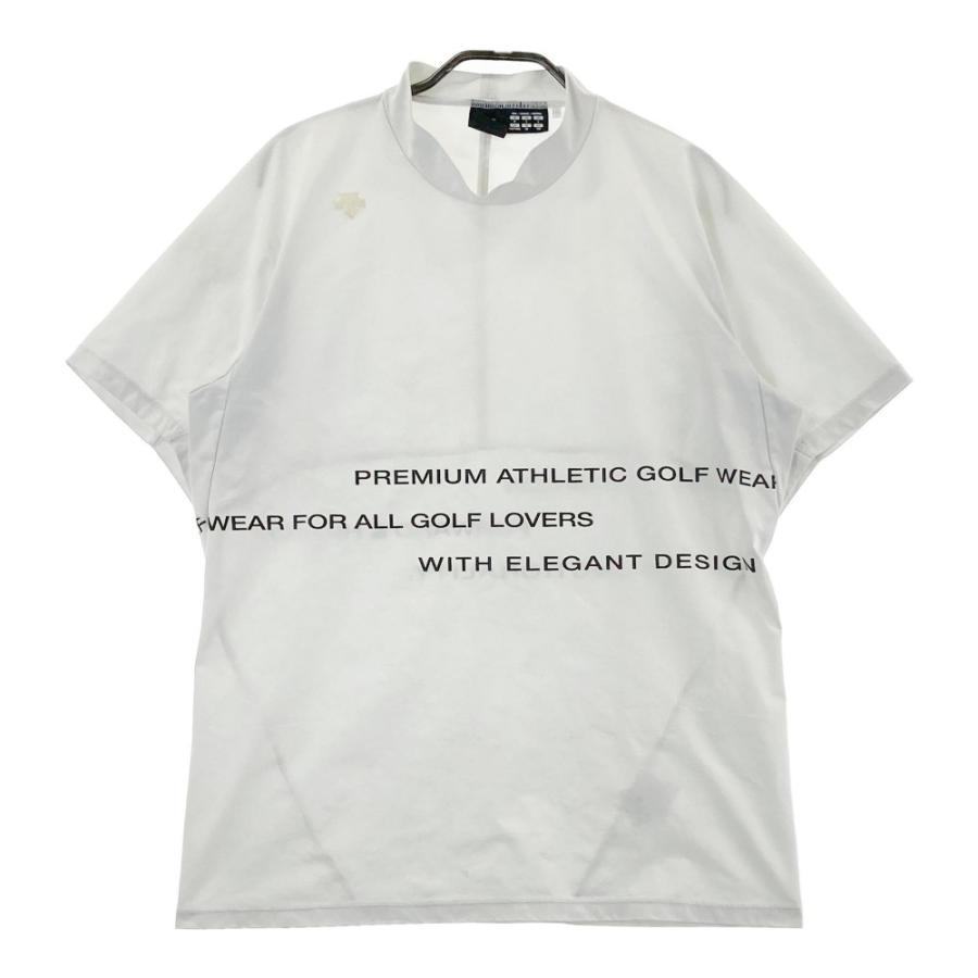 サイズ：O DESCENTE GOLF デサントゴルフ  ハイネック 半袖Tシャツ  ホワイト系 [240101443805] ゴルフウェア メンズ ストスト DESCENTE GOLF デサントゴルフ ハイネック 半袖Tシャツ ホワイト