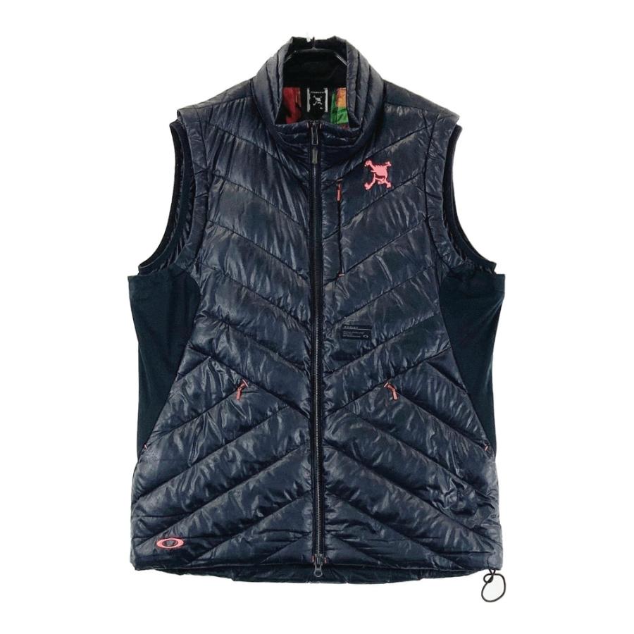 OAKLEY オークリー　スカルコレクション刺繍　ダウンベスト OAKLEY オークリー ダウン ジップベスト スカル刺繍 総柄 ブラック系 L