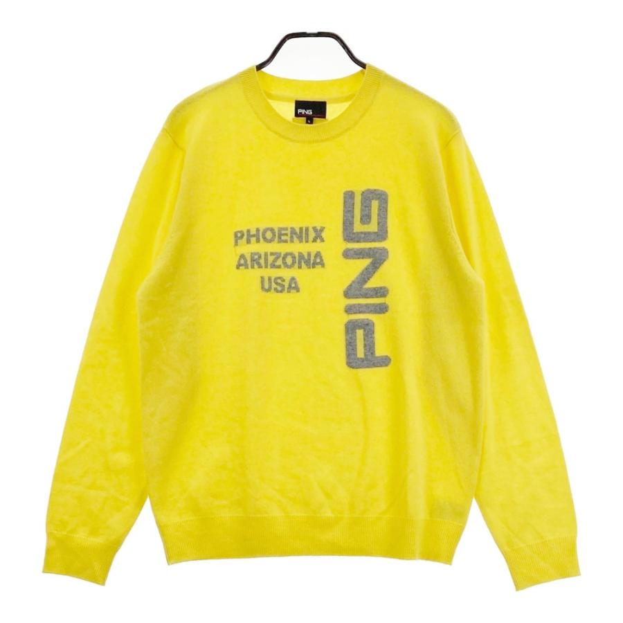 PING ピン カシミヤ 長袖ニットセーター イエロー系 L ゴルフウェア