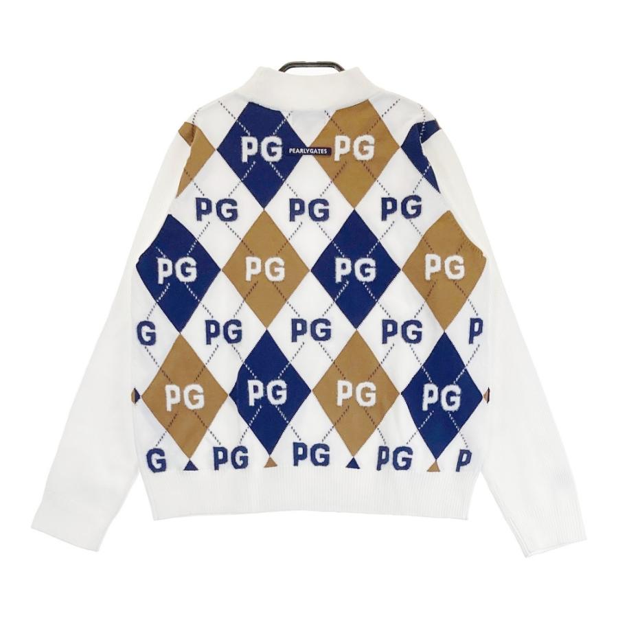 パーリーゲイツPEARLY GATES ロゴアーガイル柄総柄モックネックニットM PEARLY GATES パーリーゲイツ モックネック ニットセーター ロゴ