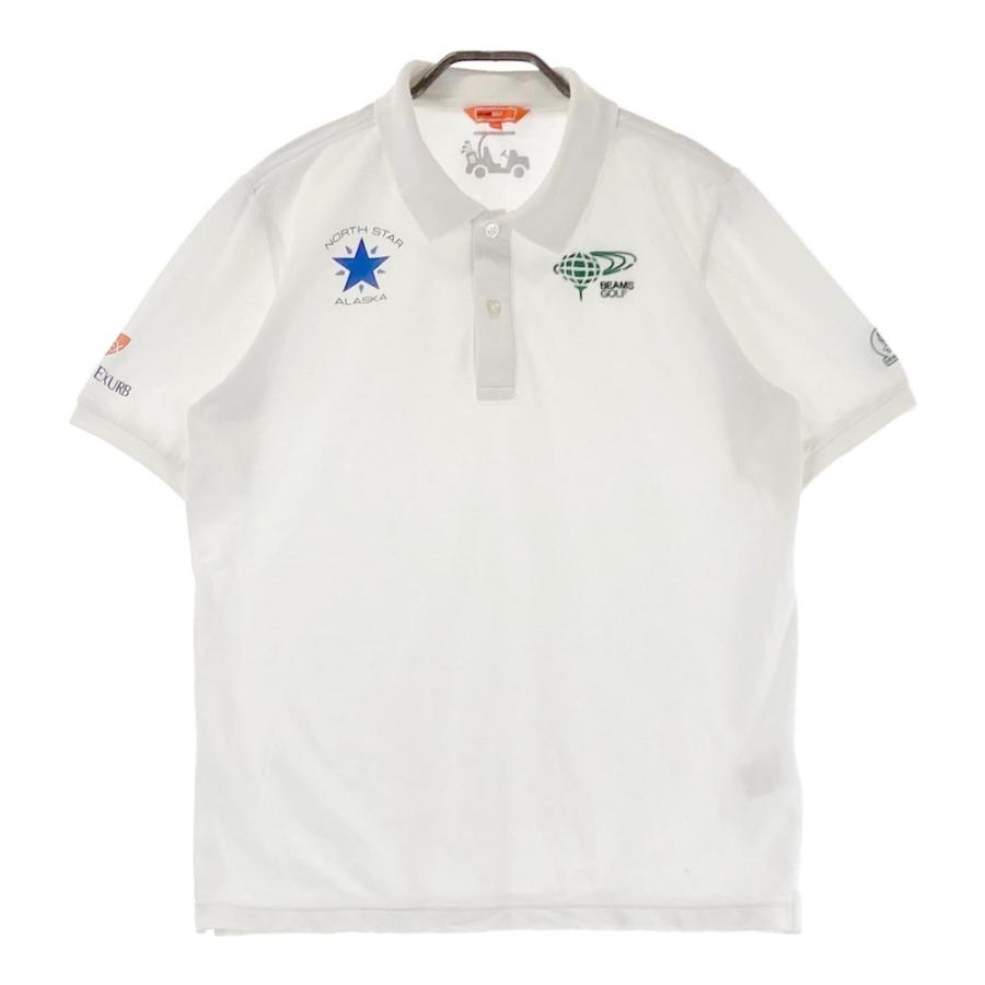 【美品】 日本製 ビームスゴルフ 半袖 ゴルフシャツ M ホワイト ♪ BEAMS GOLF（ビームス ゴルフ） 半袖ポロシャツ ホワイト系 M ゴルフ