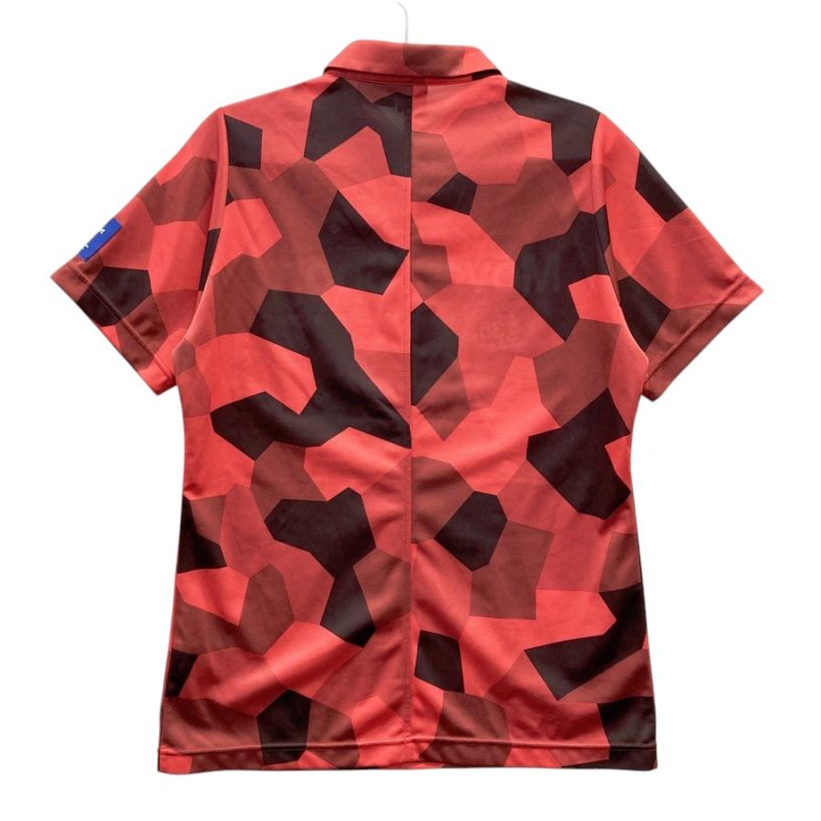 DESCENTE GOLF デサントゴルフ 半袖ポロシャツ 総柄 レッド系 L ゴルフ
